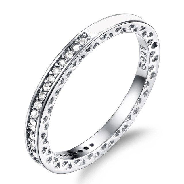 New Trendy Rainbow Simulated Diamond Stackable 925 Sterling Silver Eternity Ring for Women Wedding Finger Band Gift Z30