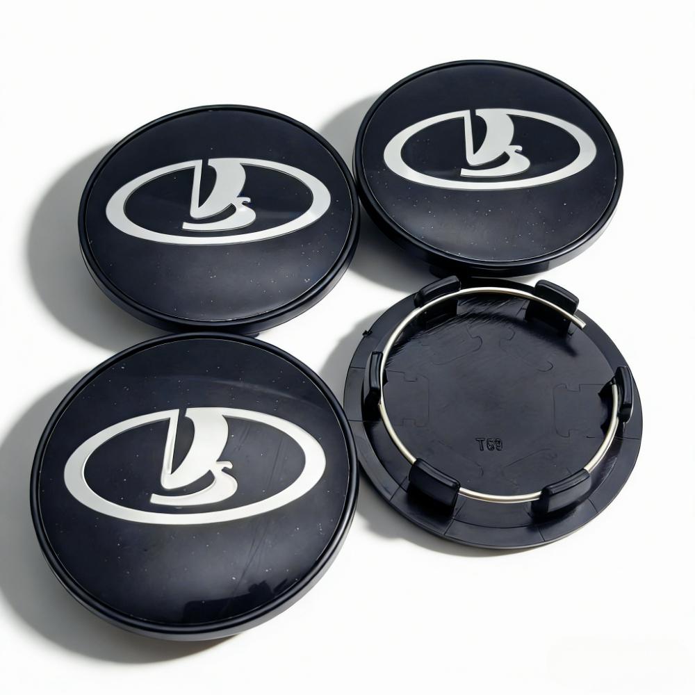 4pcs Black Silver Lada Logo Emblem Car Wheel Center Caps 69MM Clips 56MM Wheels Hub Dust Cap Rim Hubcaps Cover Car Accessories