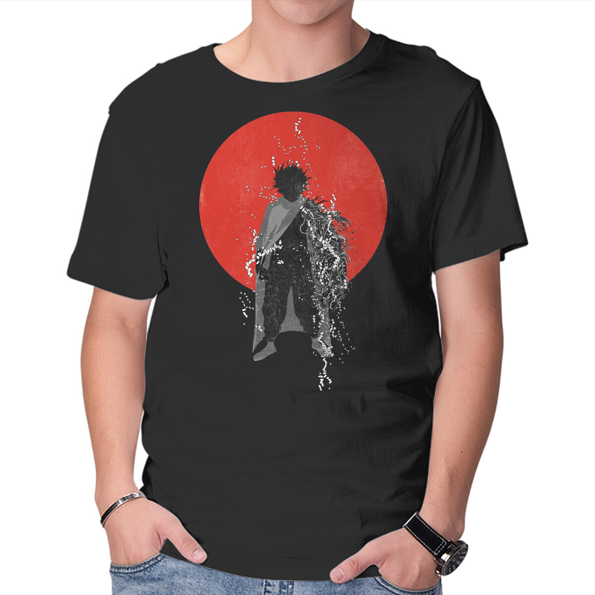 Unisex Crew Neck T-Shirt Neo Tokyo God Graphic Short Sleeve Casual Tee L