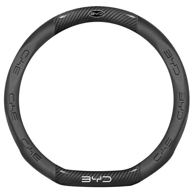 BYD Song Han Qin Yuan Steering Wheel Cover - Ultra-thin, Breathable, 5D Embossed, No-Sew Napa Leather for 19-26 Models