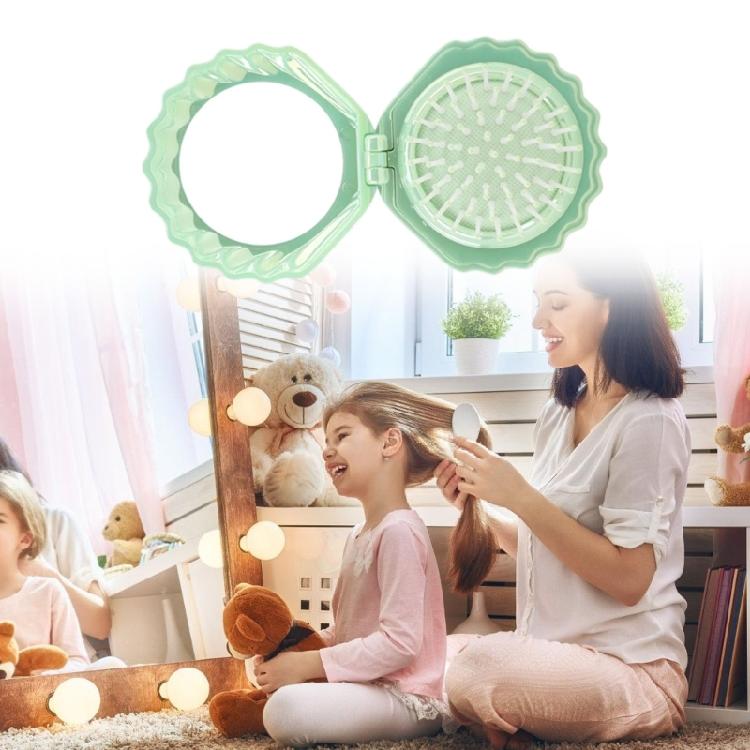 Foldable Mini Comb Featuring Mirror Massage Bristles Lightweight ABS For Women Girls