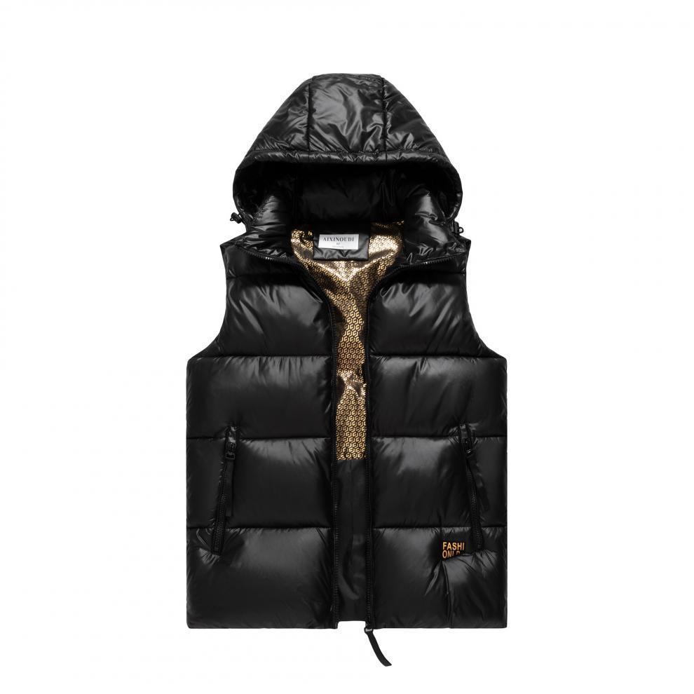 2024 Winter Black Gold Detachable Hood Down Cotton Vest - Unisex Thickened Short Outerwear