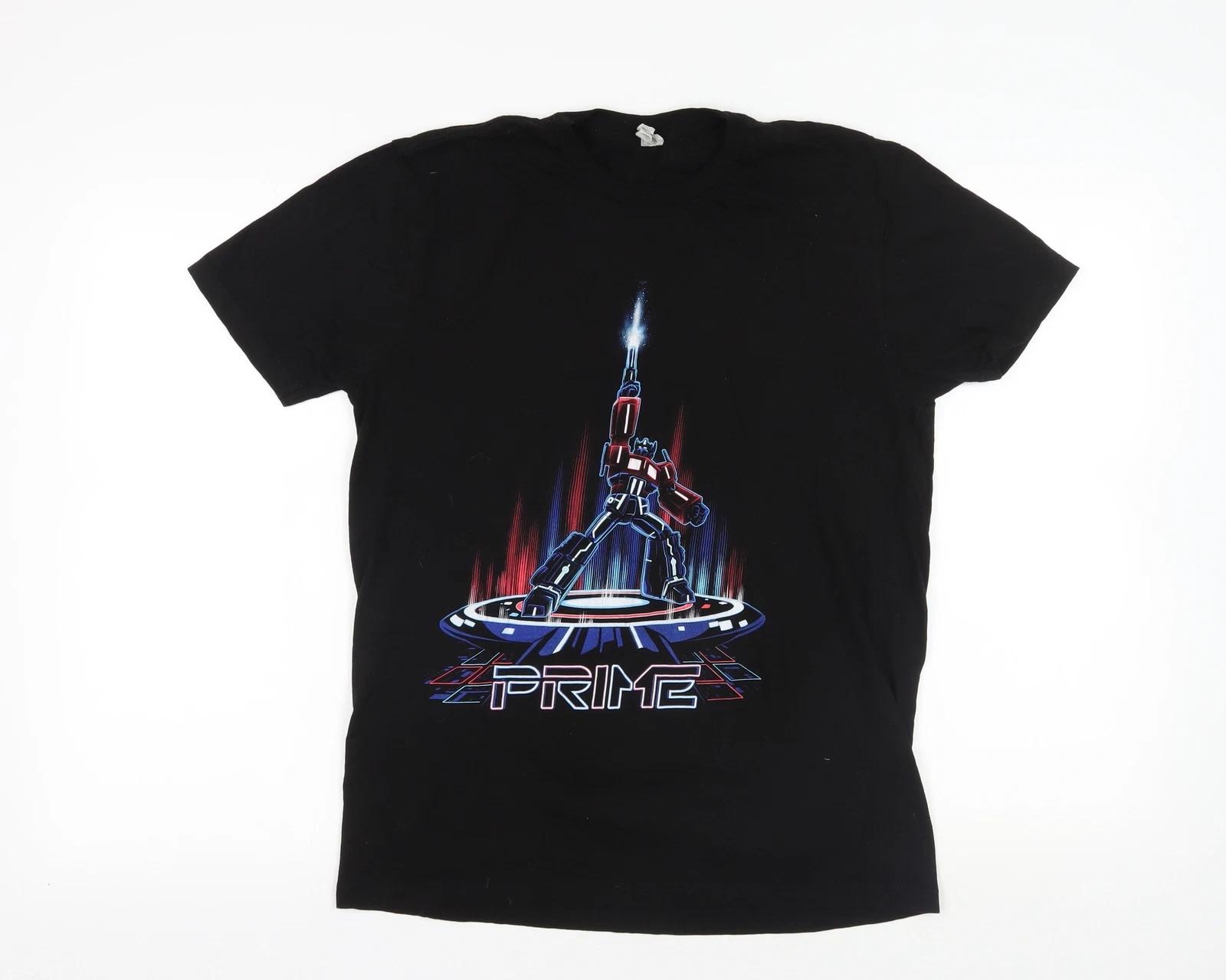 Rock Music Black Graphic T-Shirt, Retro Style S