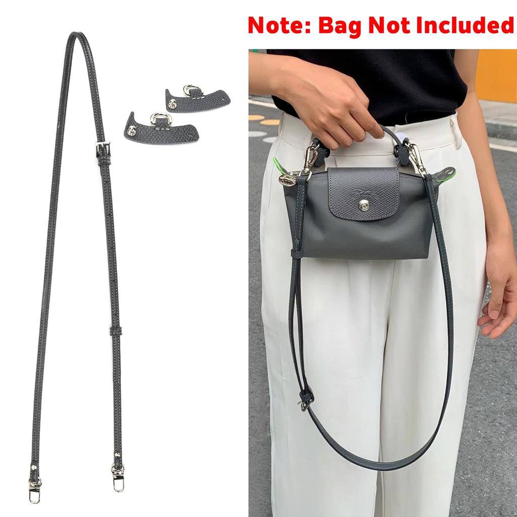 AIDUCHO Shoulder Strap, 100% Genuine Leather, 0.9cm Wide, Adjustable Length (100-120cm), Wide Replacement Strap for Bags, Stylish Leather Strap (Gray)