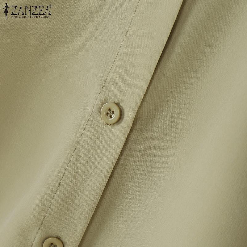 ZANZEA Damen Spitzeinsatz Rundhals Langarm Freizeitbluse