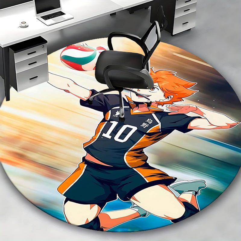 1pc Haikyuu Kageyama Tobio Volleyball Anime Design Round Carpet - Office Chair Mat