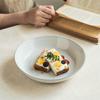Simple Style Household Ceramic Large Bowl Gray And White Fruit Salad Bowl Vegetable Bowl Texture Open Dessert Bowl Tableware