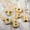 Elegante Collana con Ciondolo Alfabeto in Oro 18 Carati Placcato Zircone