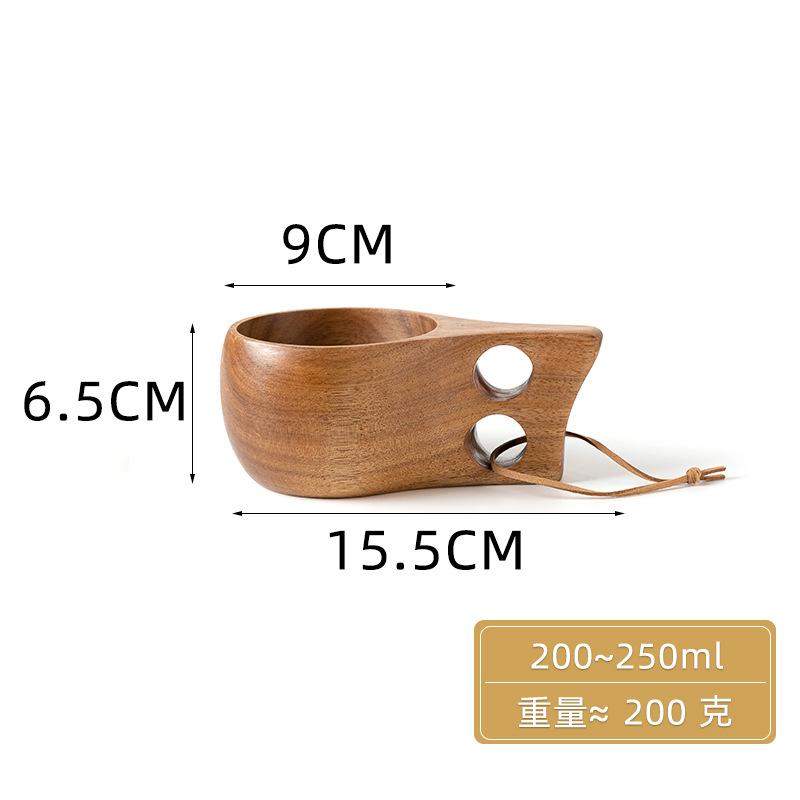 Akazienholz Milchtasse Frühstückstasse Schildkrötenpanzer Finnische Tasse Camping Praktische Tasse Tragbare Outdoor-Tasse Dropshipping Bushcraft