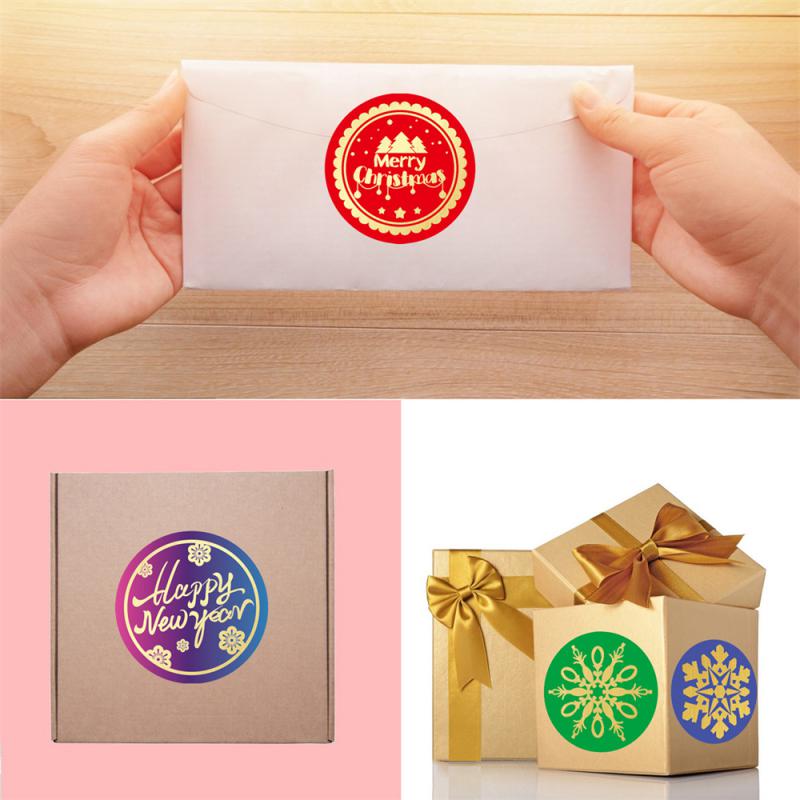 Envelope Stickers Hot Stamping Gift Packaging Household Products Self-adhesive Stickers Christmas Christmas Decoration Candy Box