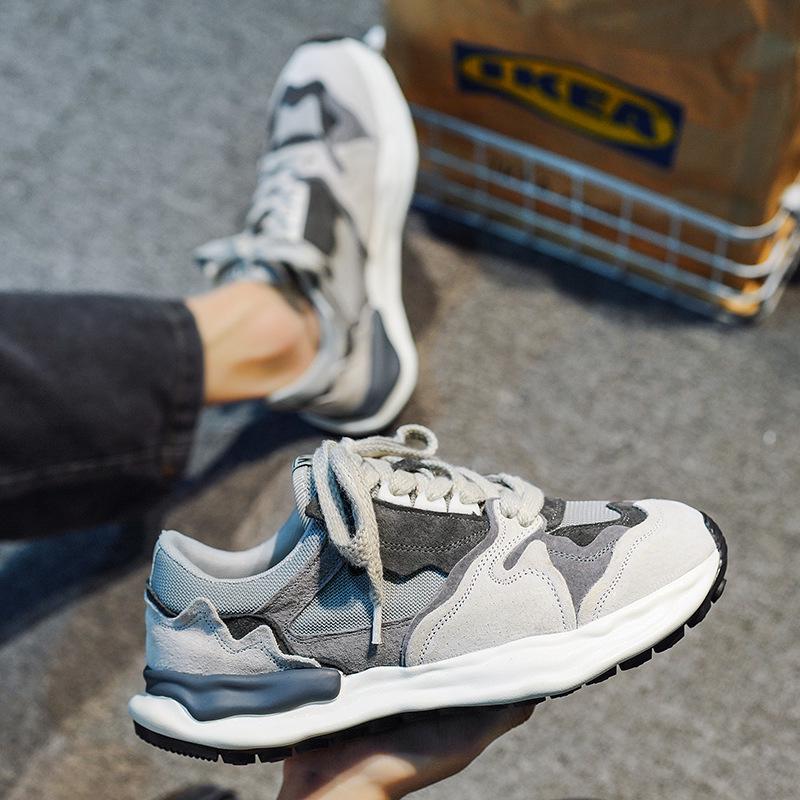 Men's Trendy Breathable Retro Sneakers: Thick-Soled Casual Fashion Shoes