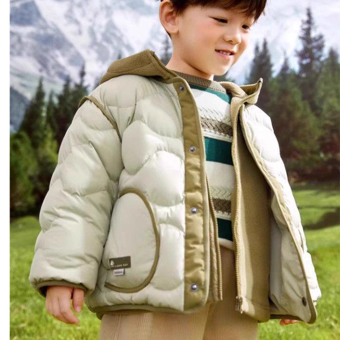 

Kids Winter Down Jacket & Fleece Two-Piece Set - Thick, Warm Boys Coat 100cm