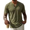 Men Henley Short Sleeve T Shirt Casual Button Down Lightweight Top Soft Fabric Fit Tee Crewneck Design