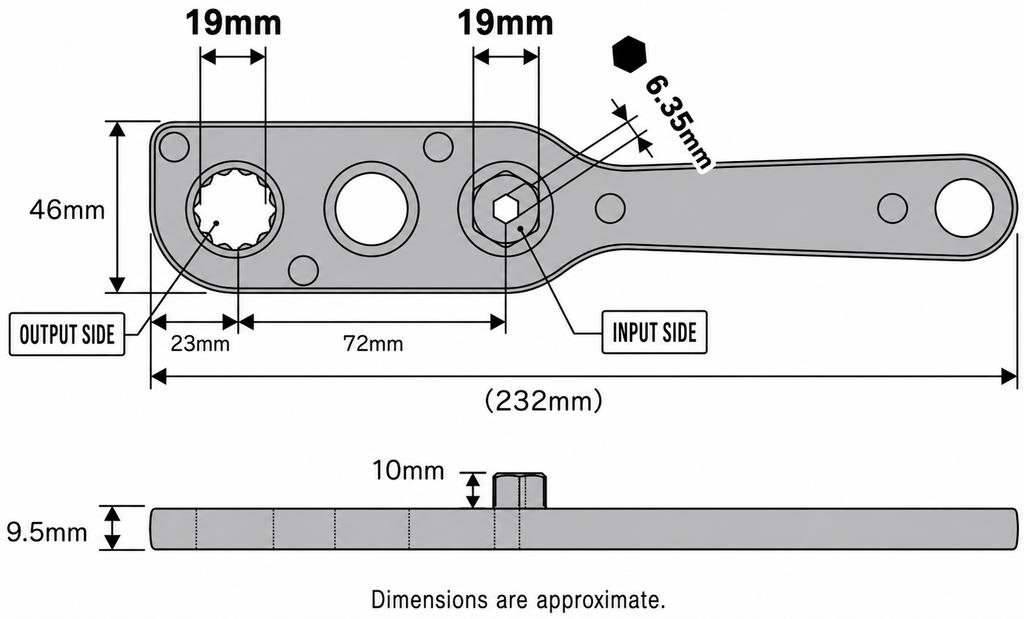 ANEX AOA-19 Offset Adapter 19mm Ultra-Slim 9.5mm Head 180N·m for Tight Spaces 40V 18V Impact Driver Made in Japan