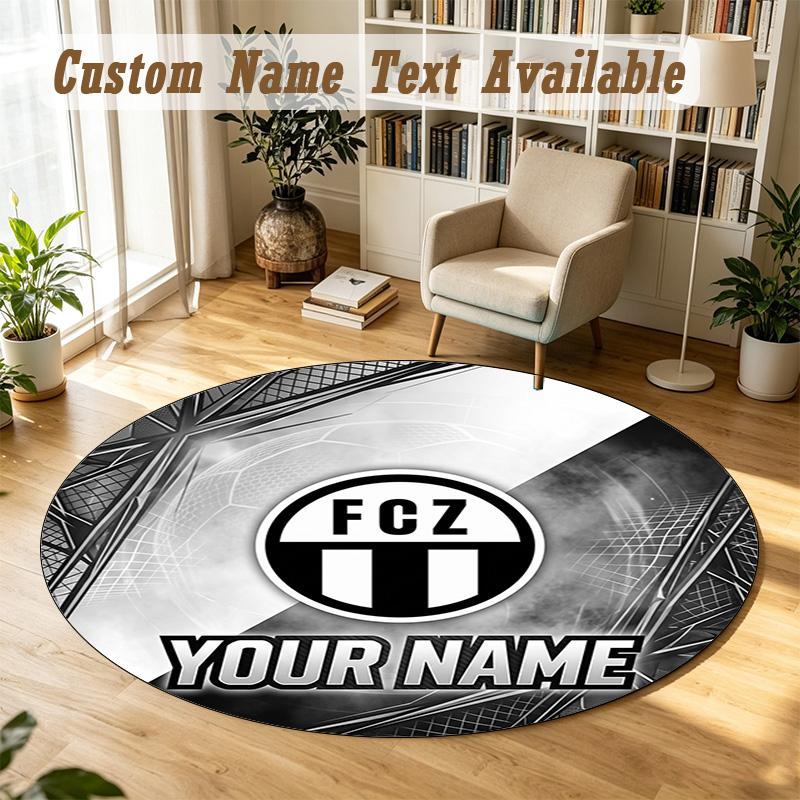 Round Rug Custom NameFC Zürich Pattern Non Slip Carpet Home Floor Decor