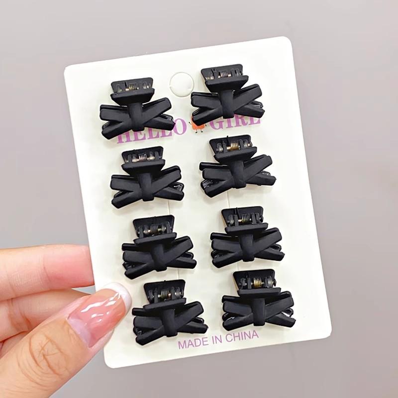 8pcs/set Black Colorful Geometric Plastic Small Hair Claws For Sweet Girls Mini Hair Clips Hairpin Kids Lovely Hair Accessories