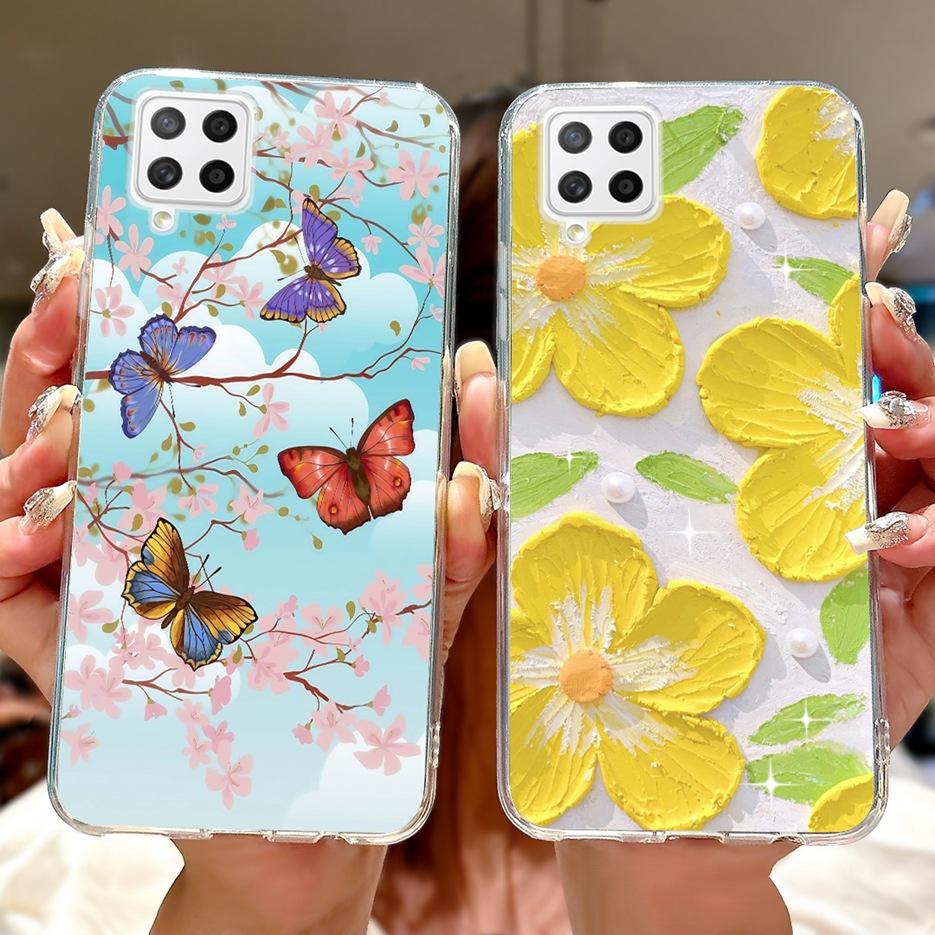 For Samsung Galaxy A22 4G Case Coloful Flowers Painted Cover Soft Slim Phone Case For Samsung A22 A 22 Galaxy A42 5G Fundas Bags