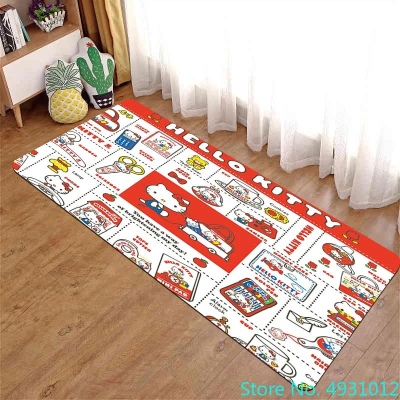 Anime Cartoon Kawaii Hello Kitty Rug Carpet Living Room Bedroom Bedside Decoration Soft Baby Kids Children Anti Slip Floor Mat