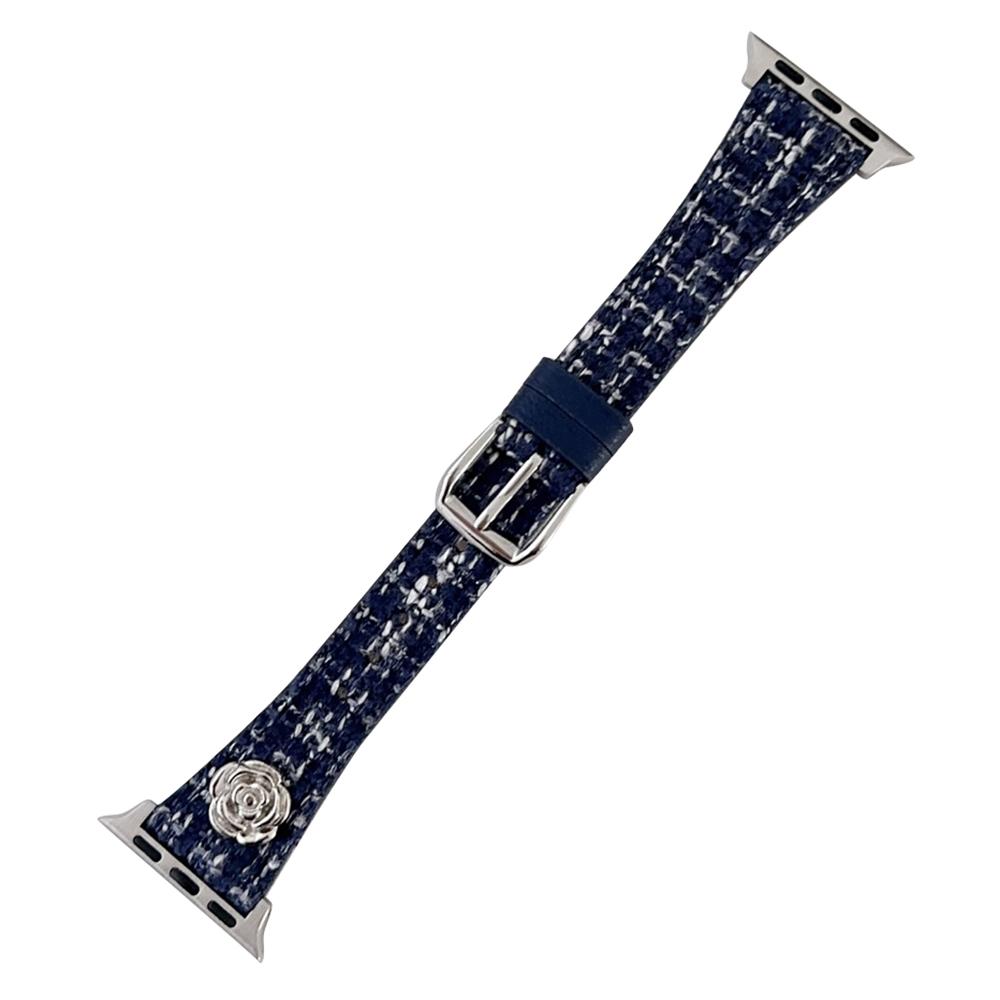 

For Apple Watch Series 10 42mm/9 8 7 41mm/SE (2023) SE (2022) SE 6 5 4 40mm/3 2 1 38mm PU Leather Strap Replacement Navy Blue