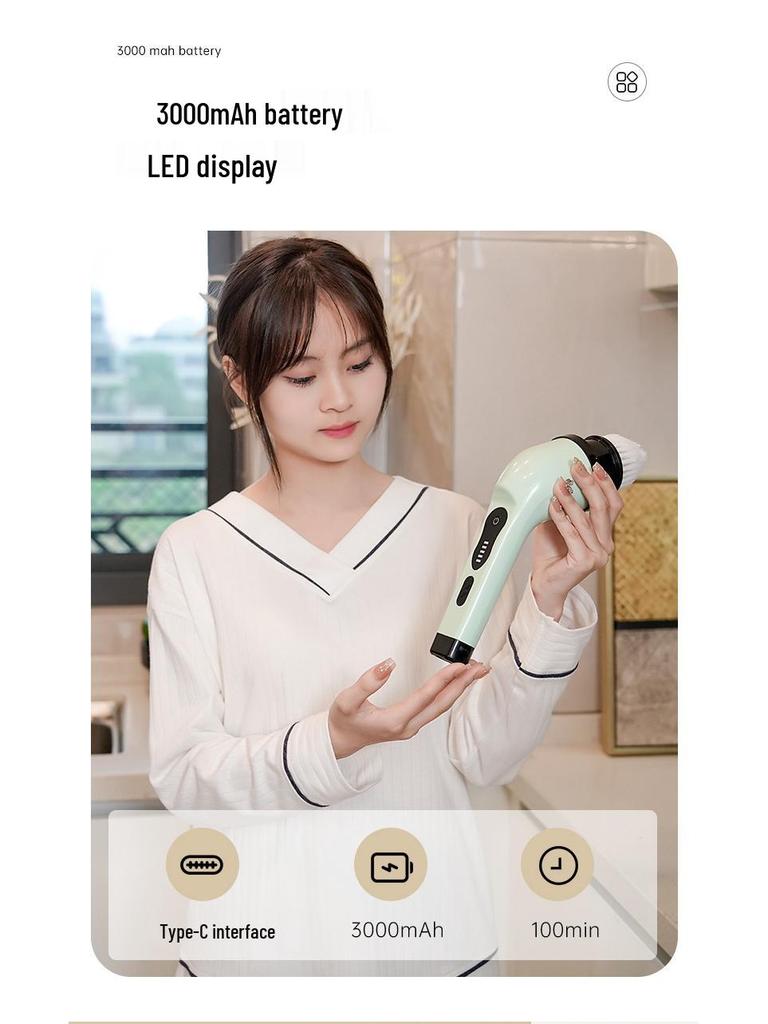 Wodoodporny Ręczny Elektryczny Zmywak Gąbka - Bezprzewodowy, Wielofunkcyjny do Czyszczenia Kuchni i Podłóg