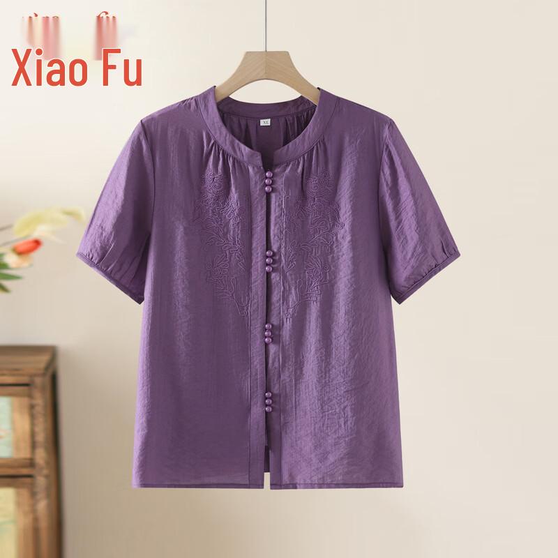 

Middle-Aged Women s Elegant Chinese Style Short-Sleeve Blouse 5XL