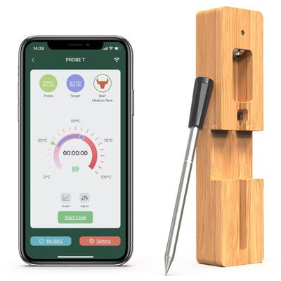 Barbekü Probu Termometresi Bluetooth uyumlu Hızlı Tepki Süresi Tariflerle Eksiksiz Gıda Suyu Mobil Uygulaması Yemek Termometresi