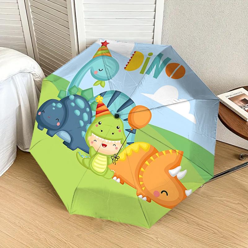 Dino Party Balloon with Hat - Automatic Opening Umbrella, Portable Design, Iron Frame Outdoor Umbrella, Festival Gift for Fans, Travelers, D