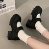 Fashion Comemore Retro Black Woman Shoes Shallow Mouth Pumps Sneakers Platform Round Toe All-Match Female Footwear Thick Heeled Shoes