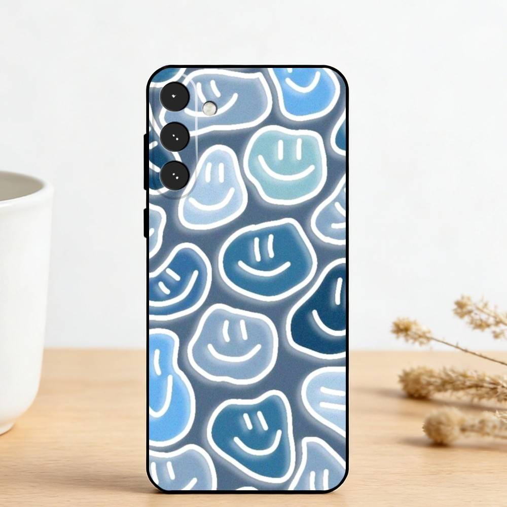 C-Cute Smile A-Art Handyhülle für Samsung Galaxy A73, A72, A71, A70, A53, A52, A51, Andere Weiche Schwarze Hülle