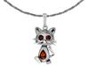 Large Silver Oxidized Necklace Cat With Amber Kitten Amber Choker 35