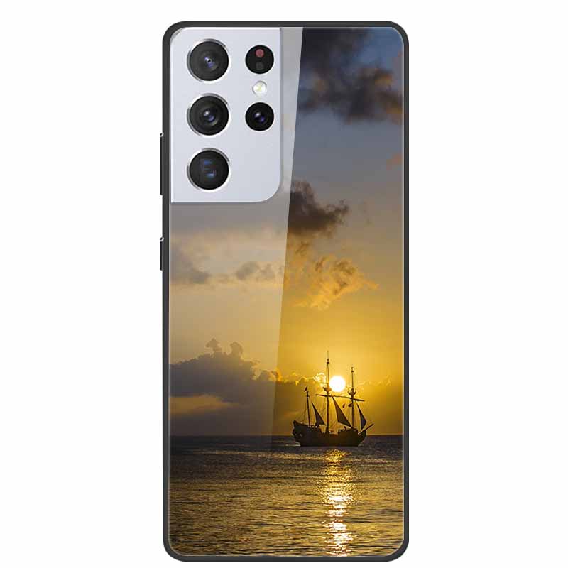 For Samsung Galaxy S25 Ultra Tempered Glass Case Back Cover Hard Phone Cases for SamsungS25 ULTRA Fundas Fashion Protector Coque