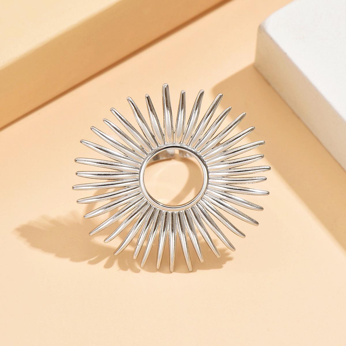 Sunflower Open Ring: Women s High-Grade Retro Cross Flower Titanium Stainless Steel Jewelry