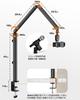 KUUVAN Microphone StandBoom Arm, 1.8kg Weight Capacity, Aluminum, for Condenser Microphones, Adjustable Angle, Foldable, Cable Management, Includes