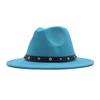 European and American New Rivet Accessories Top Hat Men's and Women's Woolen Hat Autumn and Winter British Outdoor Big Edge Flat-brimmed Jazz Hat