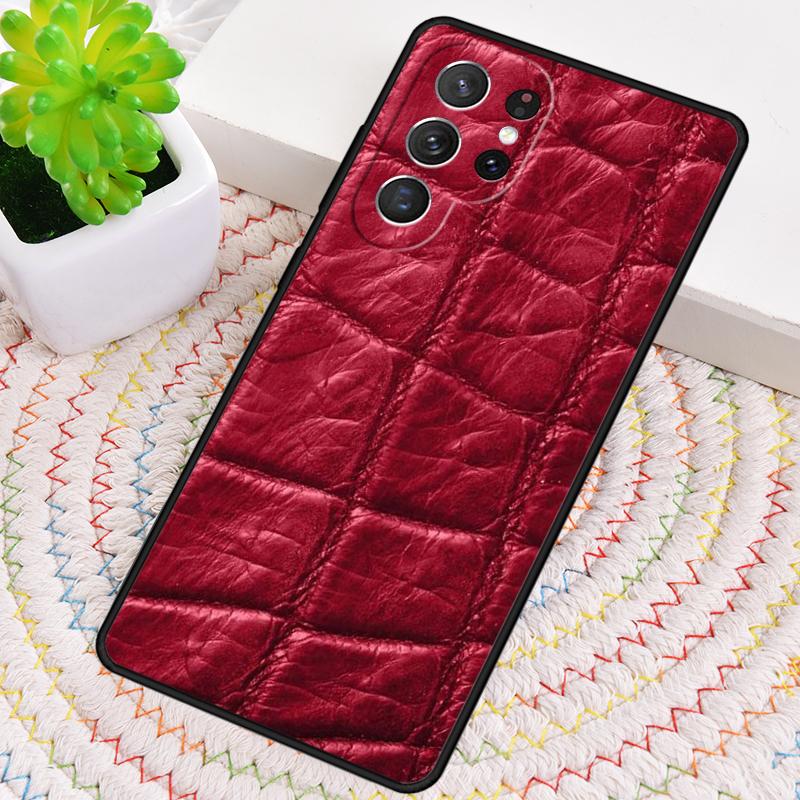 Red Leather Pattern design Phone Case For Samsung Galaxy note 10 pro S26 S25 S24 S23 S22 Ultra Plus S21 FE S20 Shockproof Cover