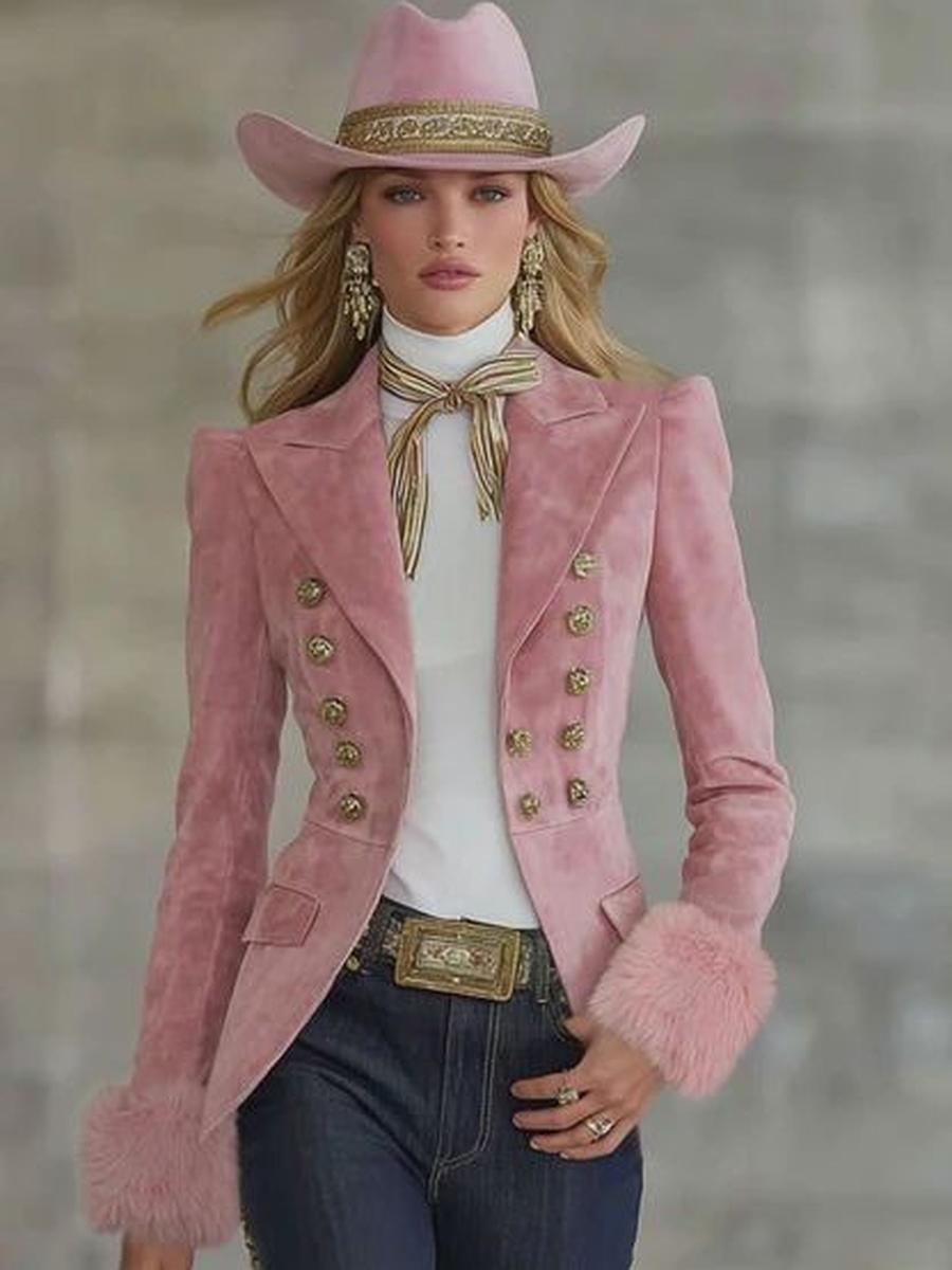 Fashion Faux Suede Retro Slim Fit Blazer Jacket XXL красный