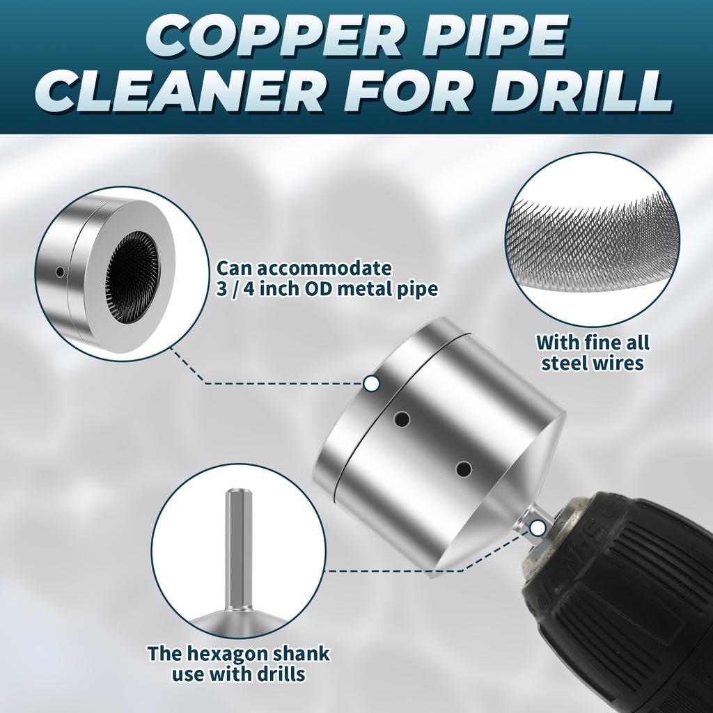 Čistič měděných trubek pro čističe vrtacích trubek, instalatérský nástroj, celokovový čisticí kartáč pro čištění ocelových trubek a mosazných trubek