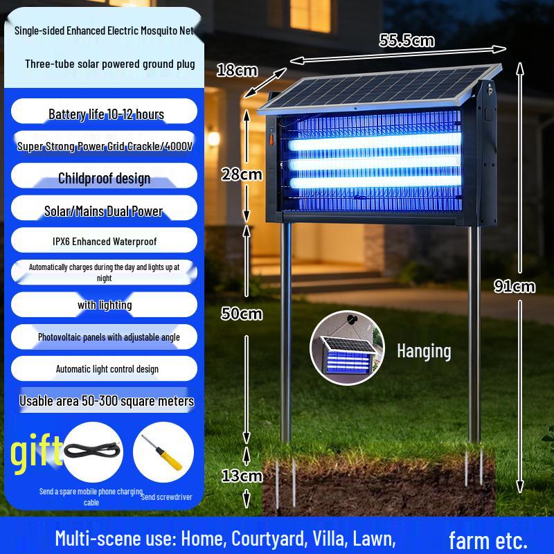 Solární vodotěsná lampa proti komárům pro venkovní použití - Vysokovýkonné fialové světlo