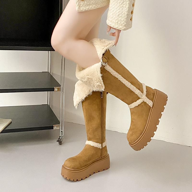 Versatile but knee snow boots 2025 winter new velvet women's boots two wear thick-soled warm high boots