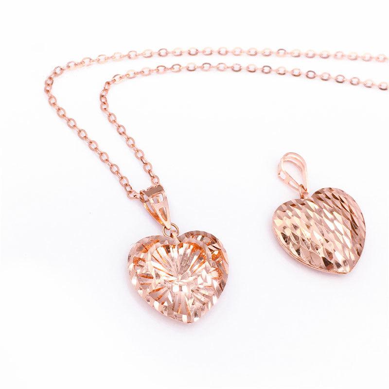 Exquisite Rose Gold-Plated Women'S Russian Purple Gold Shiny Peach Heart Pendant Versatile Fashion 585 Colored Gold Collarbone Chain