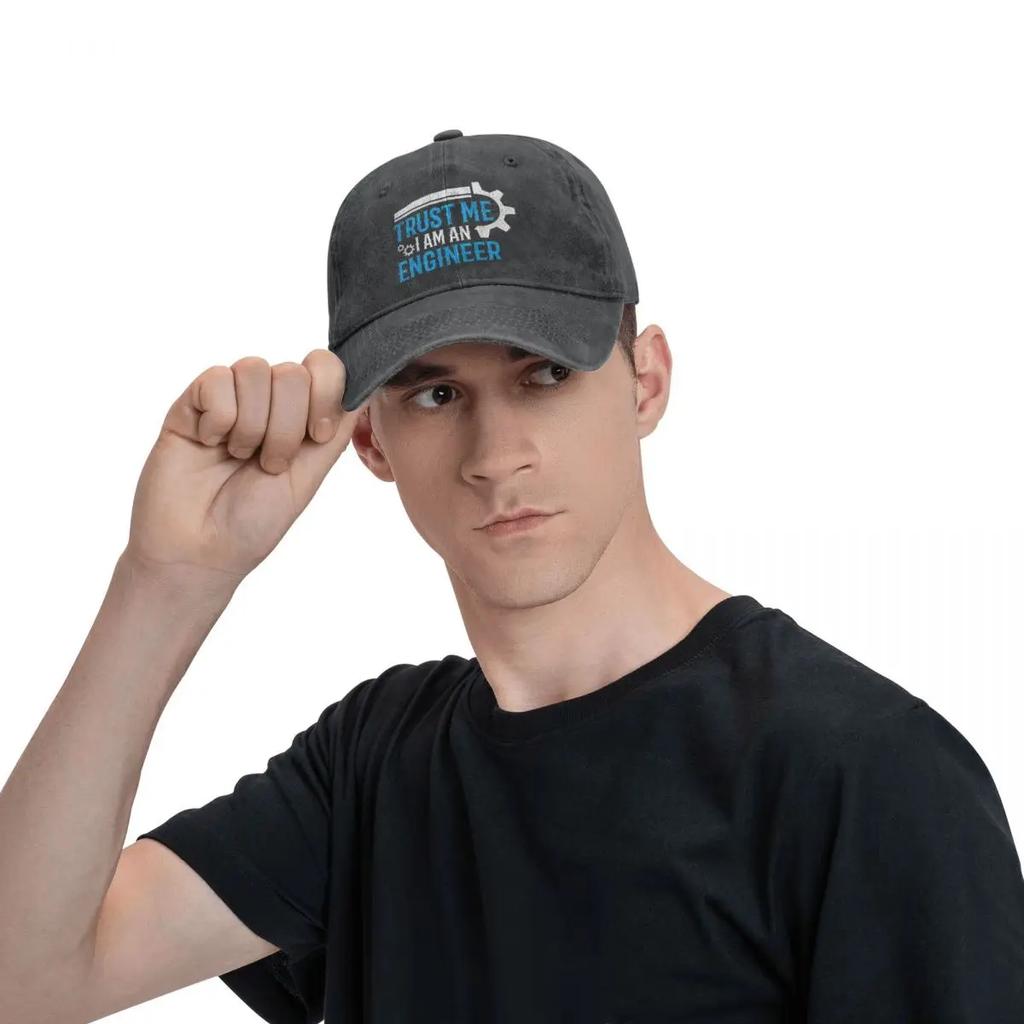 Trust Me I Am Engineer Baseball Cap Blue Logo Streetwear Unisex Men Washed Trucker Hat Breathable Design Running Cap