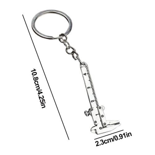 Gcerfby Vernier Caliper Keychain, Portable Car Key Pendant, Decorative Charm, Zinc Alloy Household Measuring Tool, 10.8x2.3cm, Versatile Accessory for