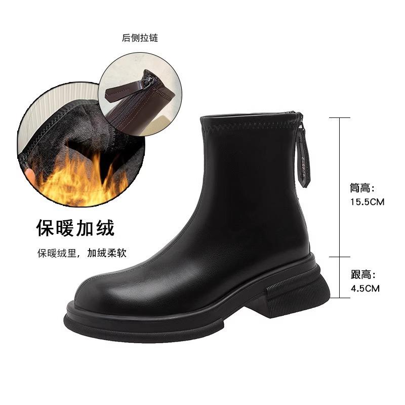 Brown Skinny Boots Women's Spring and Autumn 2025 New Versatile Martin Boots British Style Elastic Boots Single Boots Platform Short Boots
