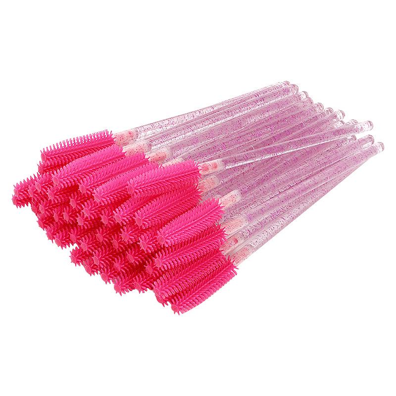Silicone Crystal Rod Disposable Mascara Brushes, Portable Style, 50-Piece Bag, Convenient Eyelash Comb