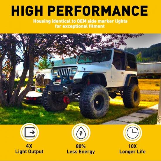 For Wrangler Jeep YJ 1987-1995 Smoked LED Front Fender Bumper Side Marker Lights