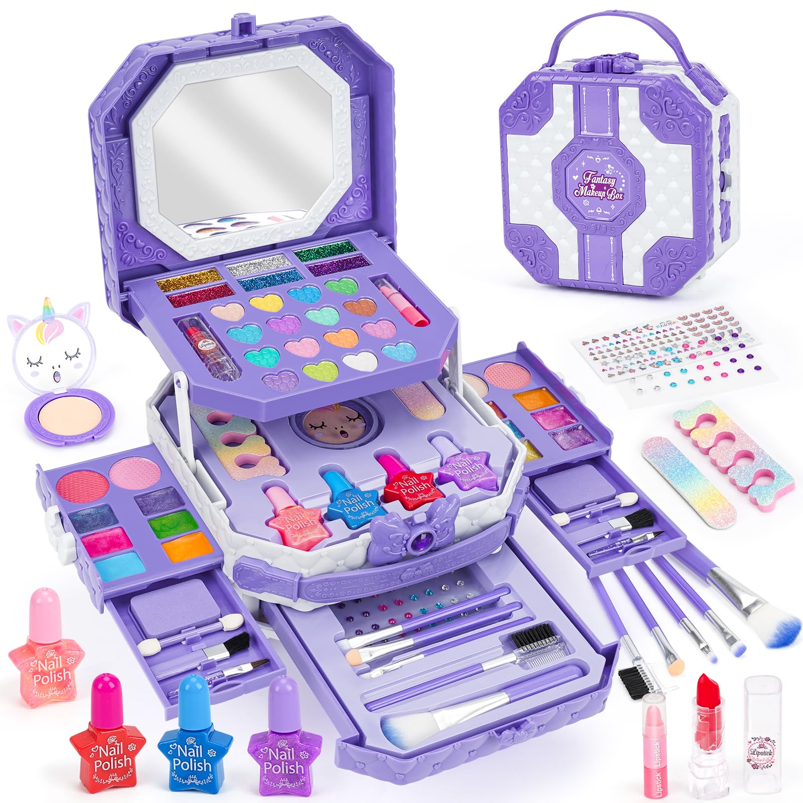 Cosmetic set for children, nail polish, kids cosmetics set, makeup set, princess toy, kids makeup, elementary school girls, ages 6, 7, 8, 9, 10,