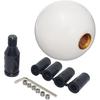 Pursuestar White Round Ball Gear Shift Knobs, Universal Automatic Manual Shifter Knob + Aluminum Adapter, Stick Shift Knob Head Cover Handle Ball