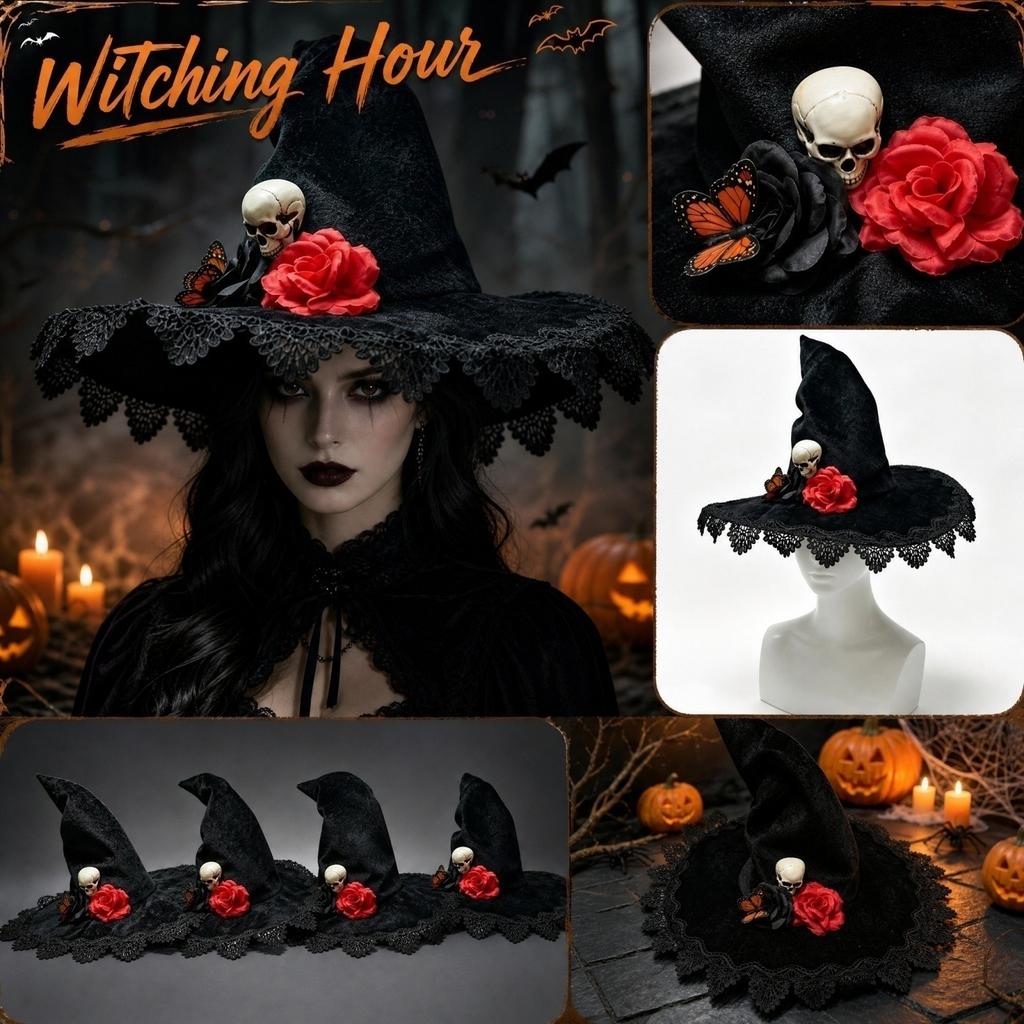 Large Ruffled Witch Hat for Halloween Costume Party