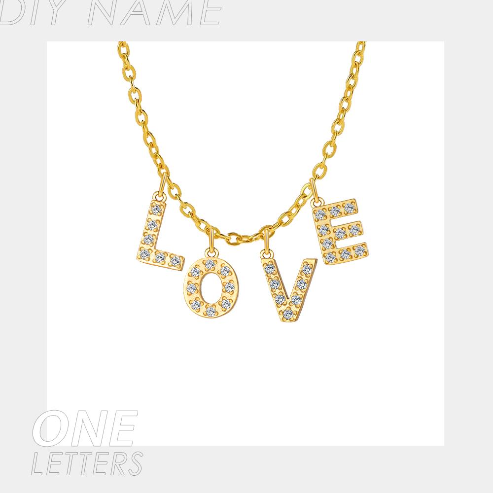EMANCO Customized Name Necklace Personalized Zircon Letter Stainless Steel Choker Necklace Pendant Nameplate Gift Dropshipping