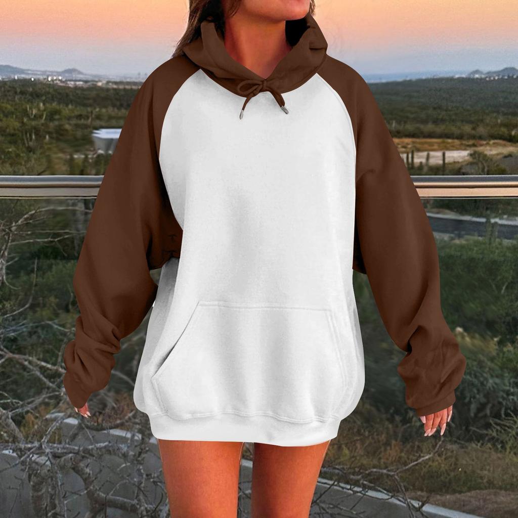 Women's Long Sleeve Oversized Oversized Raglan Sleeve Women's Hooded Fleece Sweatshirt